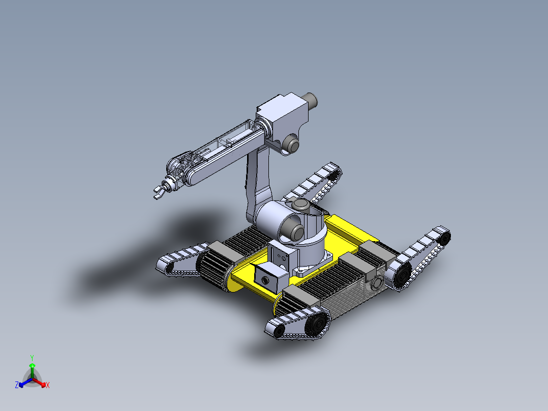 履带救援机器人3d图纸+说明+2d图纸cad 爬楼救援履带机器人3d模型正等轴测图