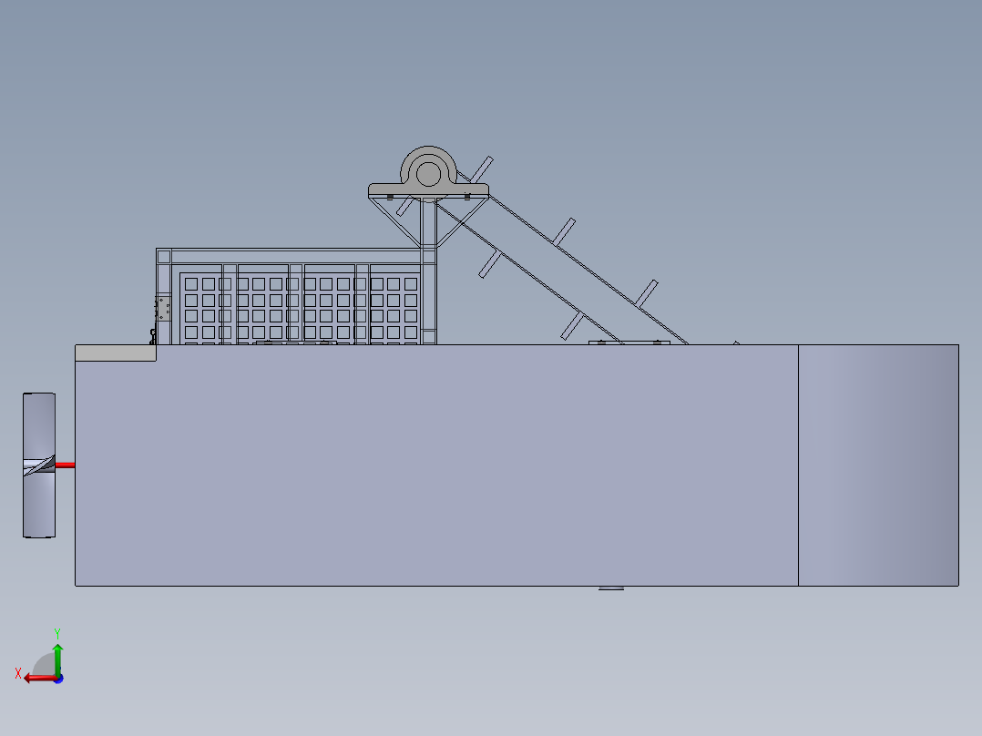 太阳能水面垃圾清理船建模后视图