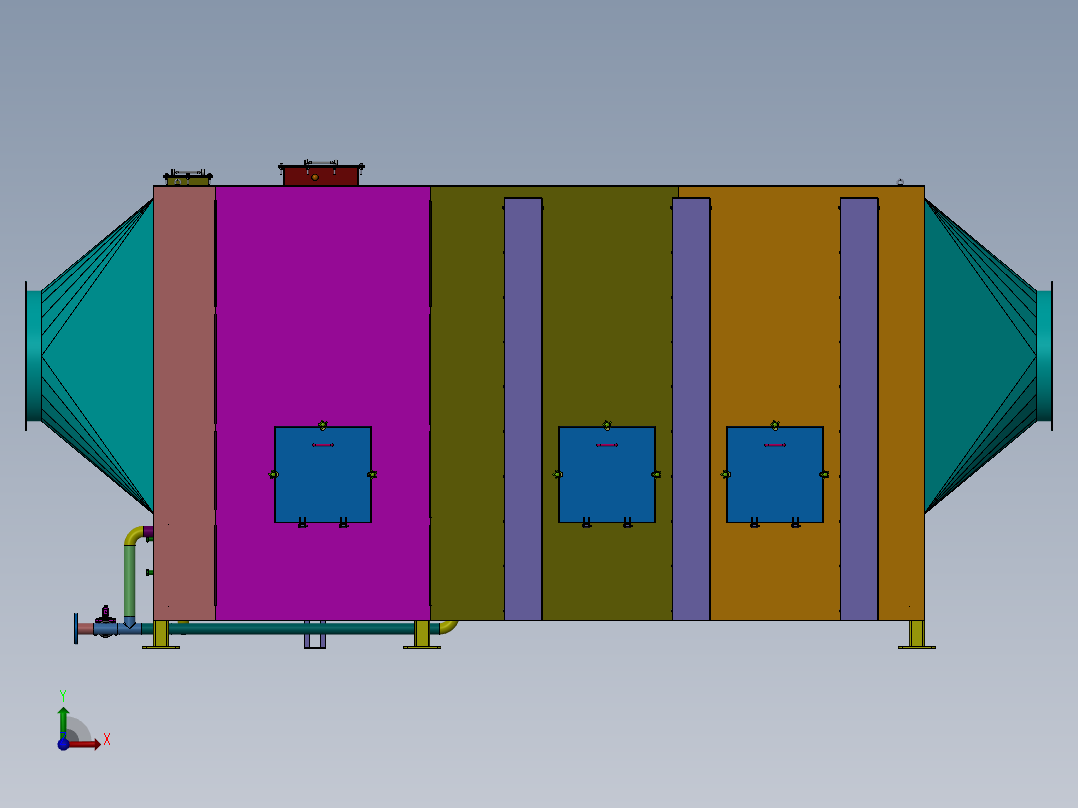 2000H风量等离子设备（sw18可编辑+工程图+BOM）前视图
