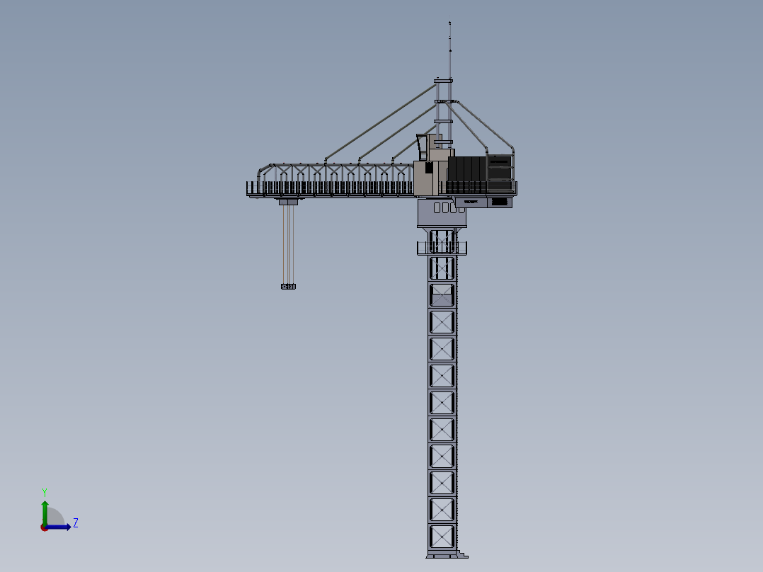 起重机吊车3D模型左视图