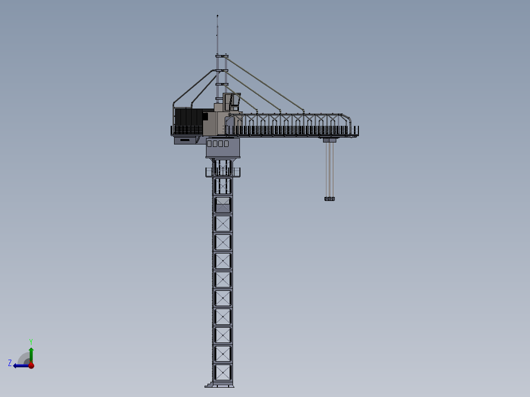 起重机吊车3D模型右视图