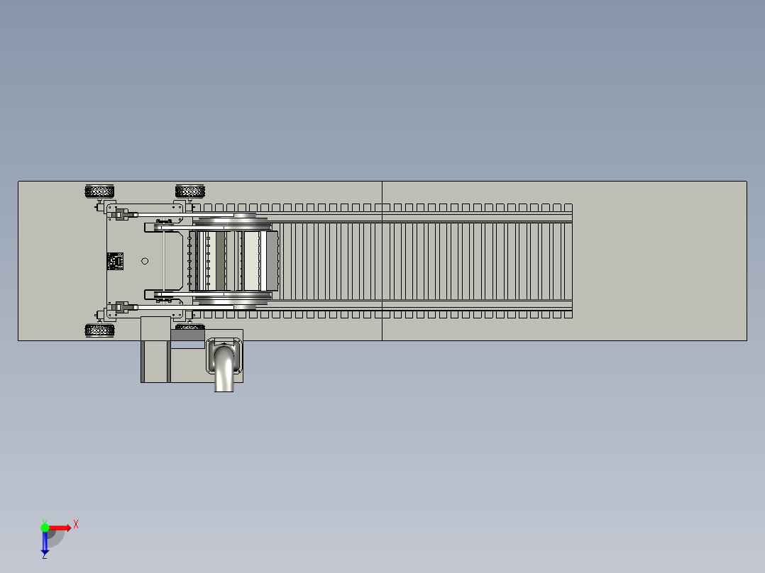 高速轨道涡流探伤机构及轨道检测小车俯视图