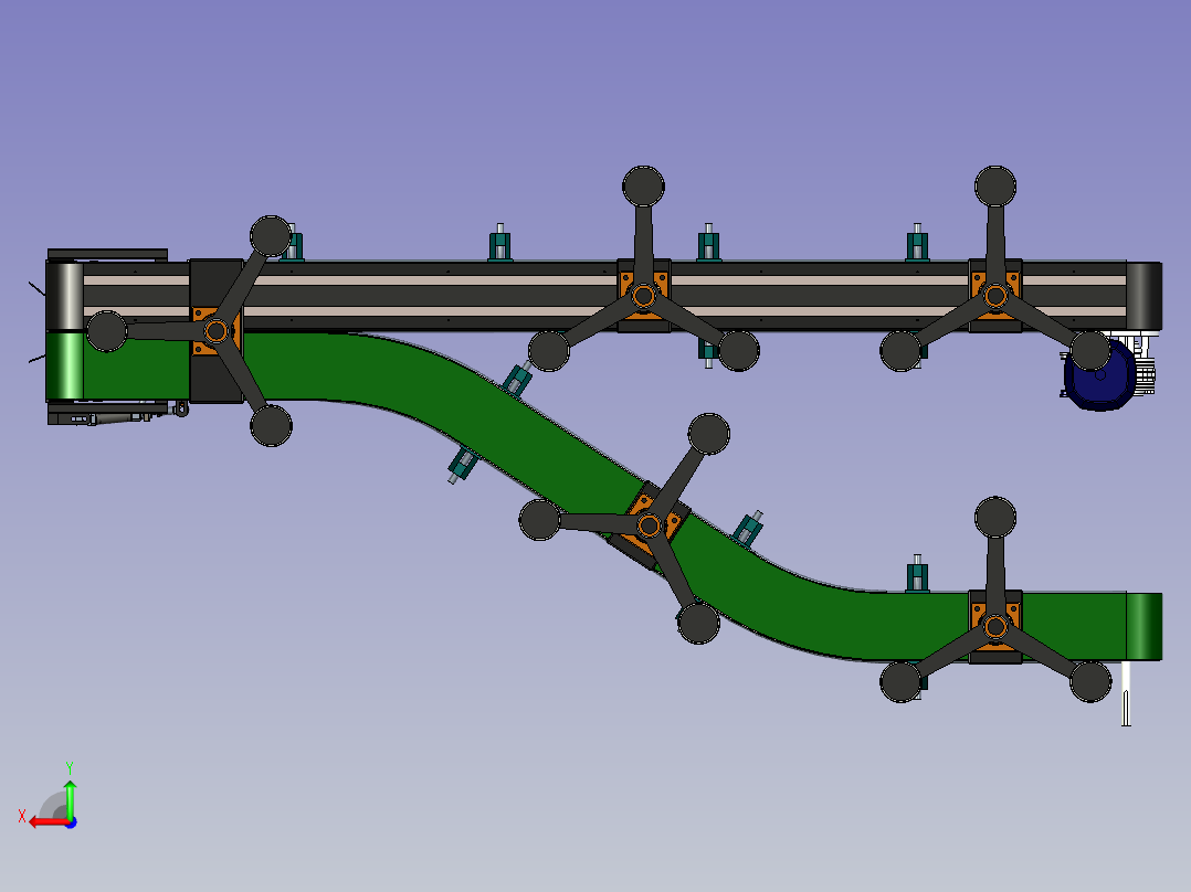分道输送线后视图