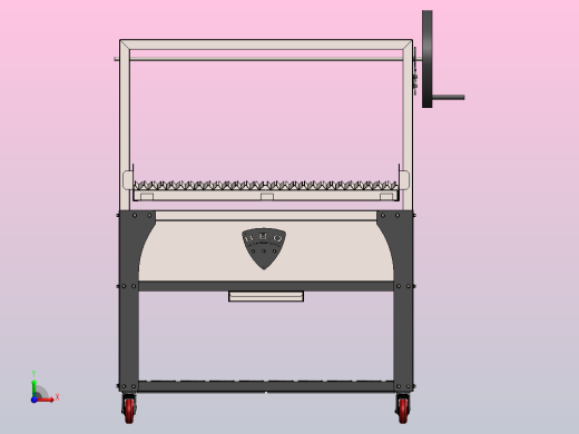 烧烤炉，带钢丝绳高度可调格栅前视缩略图