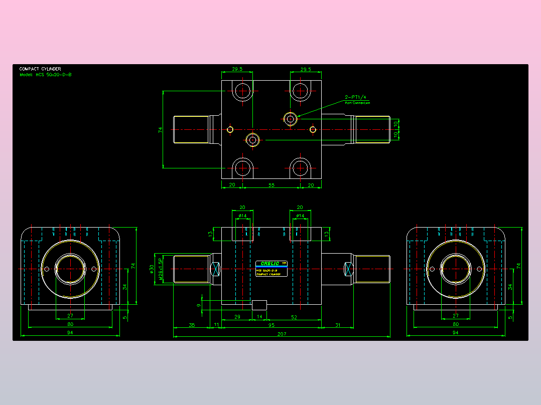 薄型气缸转角下压缸2D-HCS50x20-D-B