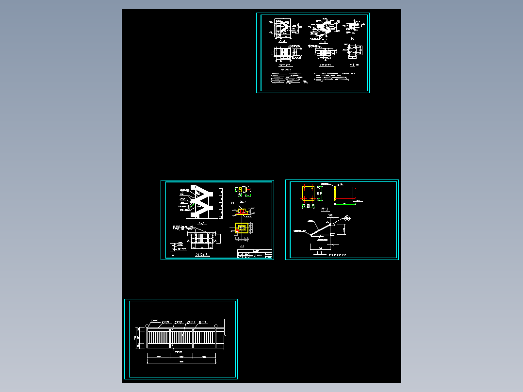 两跑室外钢楼梯结构施工图纸CAD图纸（送2份钢梯图集）外挂钢梯