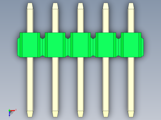 彩色公头100mil（2.54mm）系列-DS1021_green_1x05p_100mil_Type1_rev1.0俯视缩略图