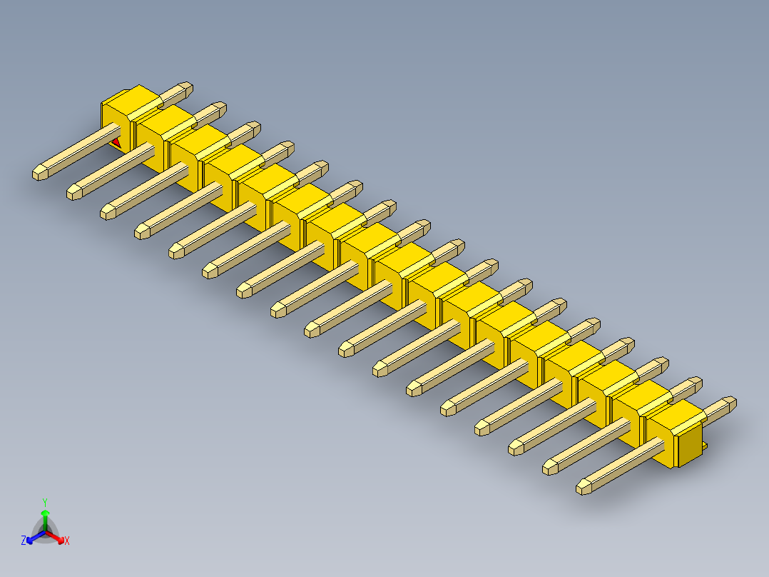 彩色公头100mil（2.54mm）系列-DS1021_yellow_1x17p_100mil_Type1_rev1.0主视图