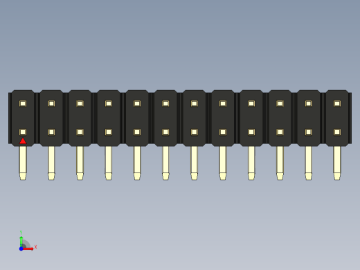彩色公排针 100mil 2.54mm 系列-DS1022_black_2x12p_100mil_TypeD_rev1.0前视缩略图