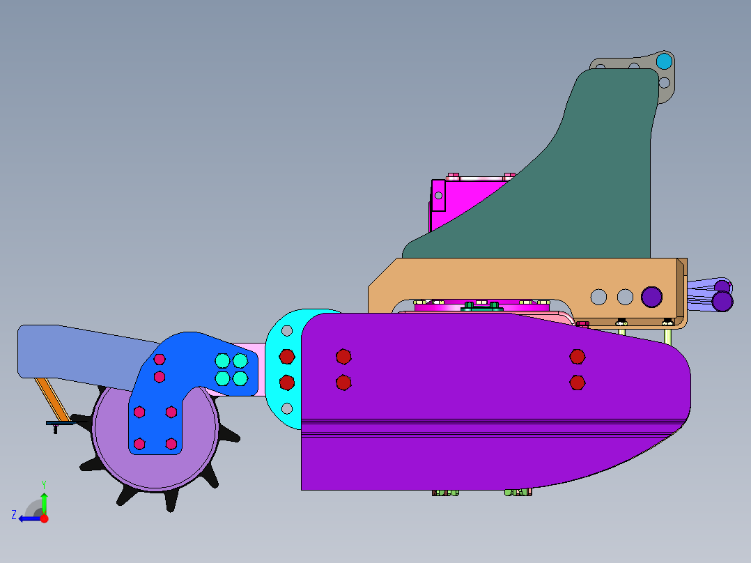 后驱动动力旋耕整地粉碎机右视图