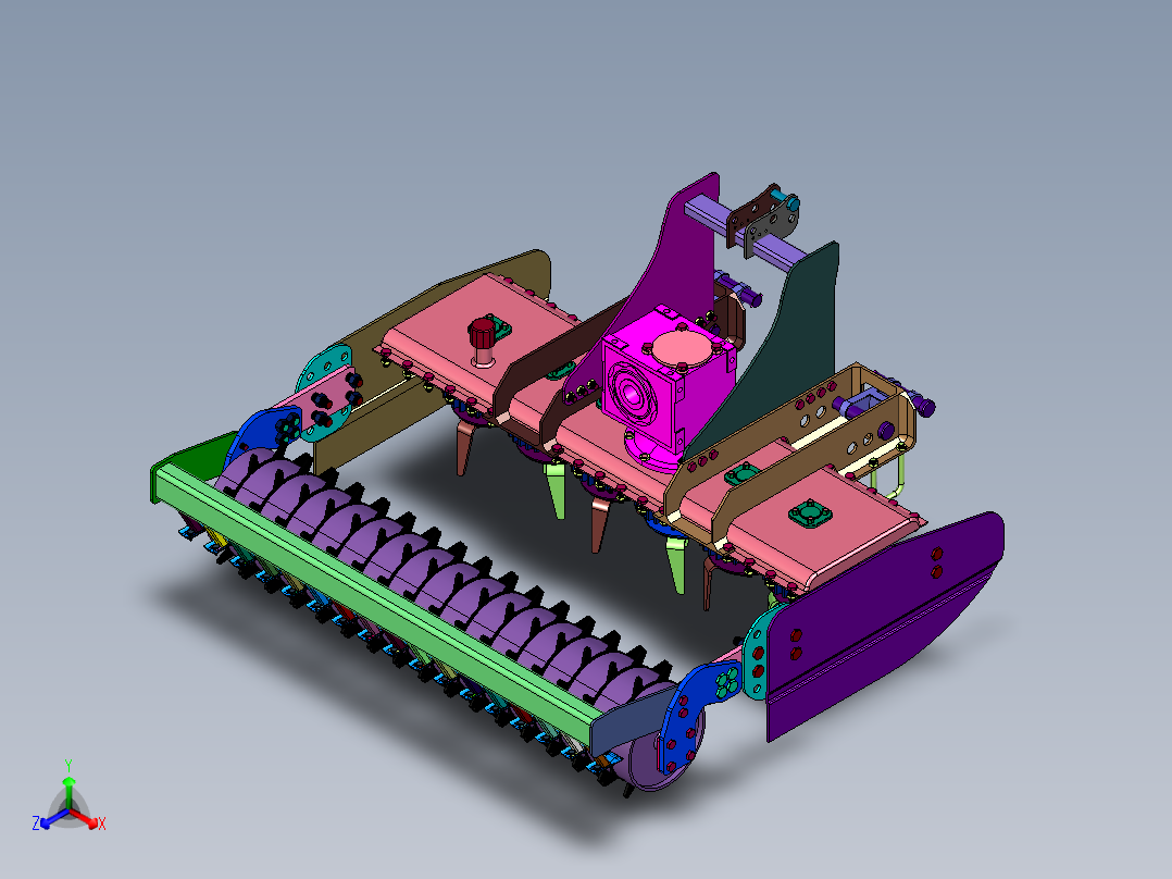 后驱动动力旋耕整地粉碎机正等轴测图