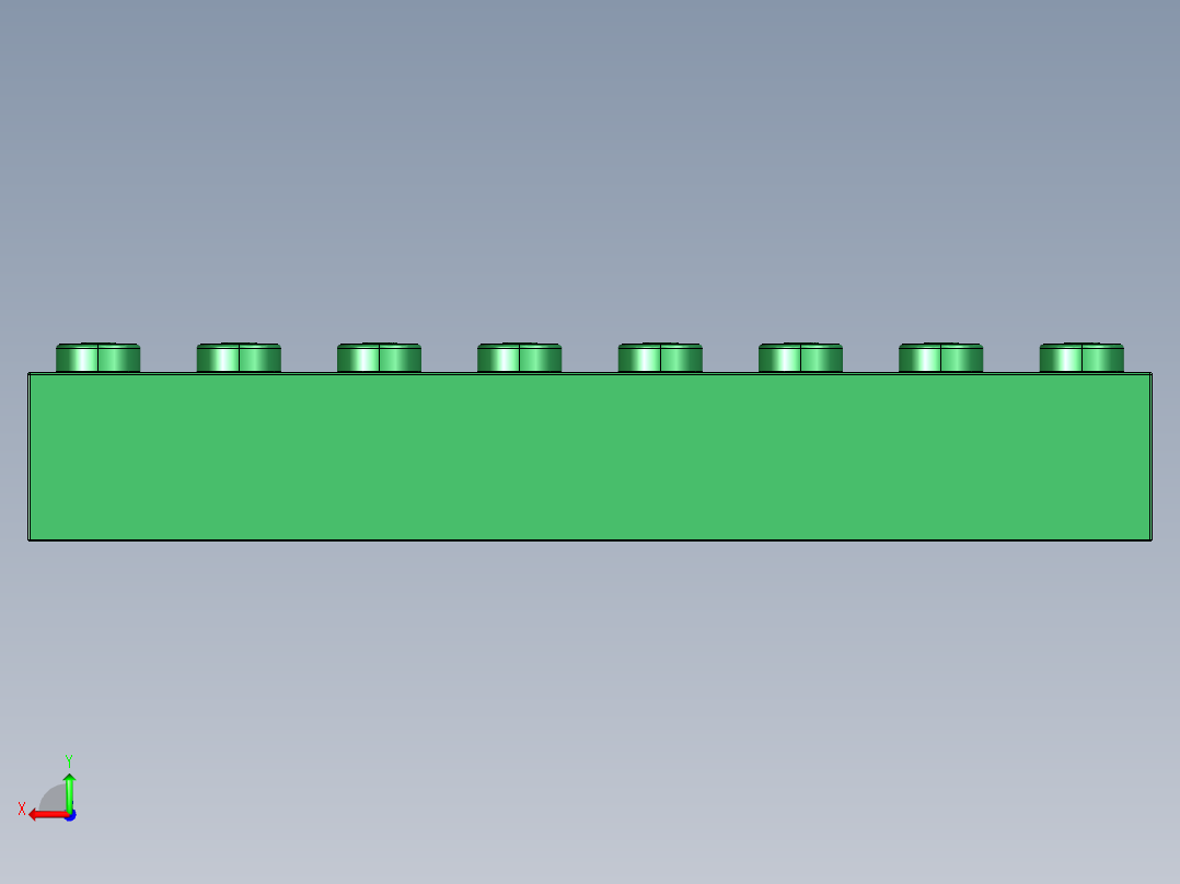 乐高套装 4421基本积木-4141384 - 3007 Dark Green Brick 2 x 8.STEP后视图