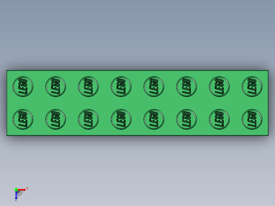 乐高套装 4421基本积木-4141384 - 3007 Dark Green Brick 2 x 8.STEP俯视图