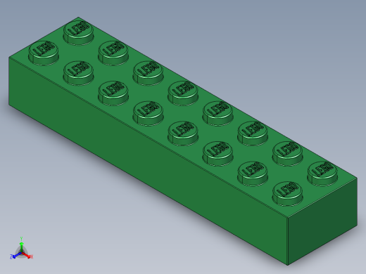 乐高套装 4421基本积木-4141384 - 3007 Dark Green Brick 2 x 8.STEP正等轴测缩略图
