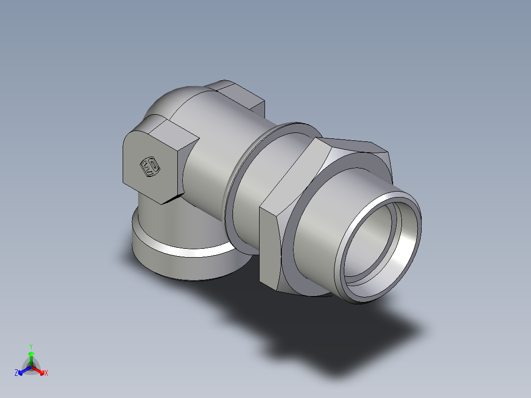 卡套式工业通用硬管接头EO_Bulkhead_elbow_WSV28LOMD71正等轴测图