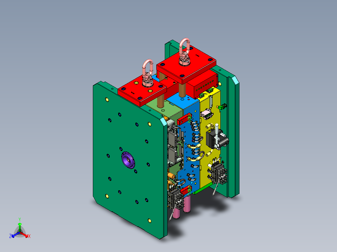 蔚来汽车把手检修板塑胶模具正等轴测图