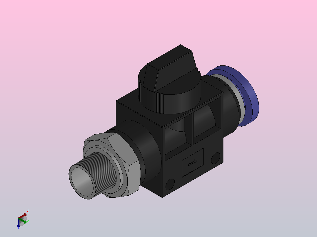 HVSF 由螺纹端流向插管端型[HVSF 02-12(B)]正等轴测图