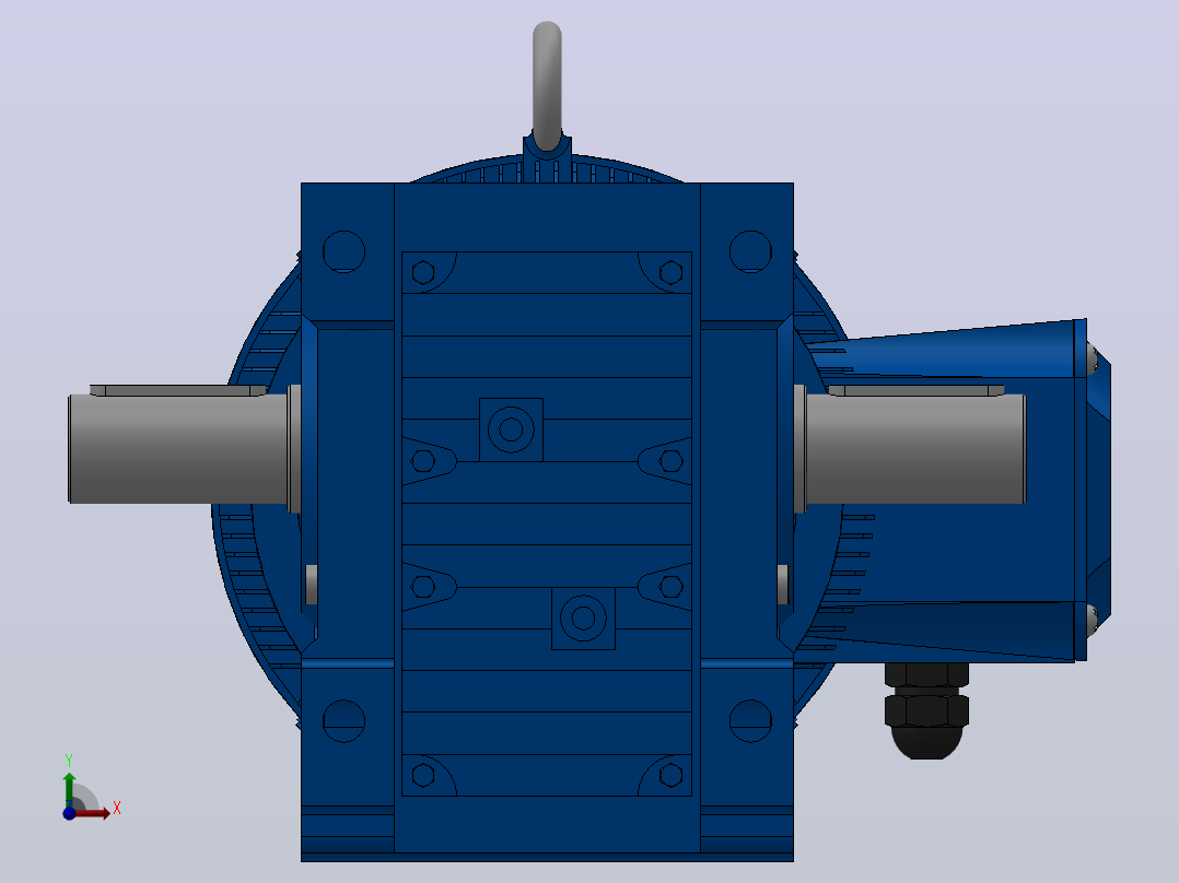 K57底脚轴伸式安装螺旋锥齿轮减速机K57-Y4-4P-24.05-M1-0°-A+B前视图