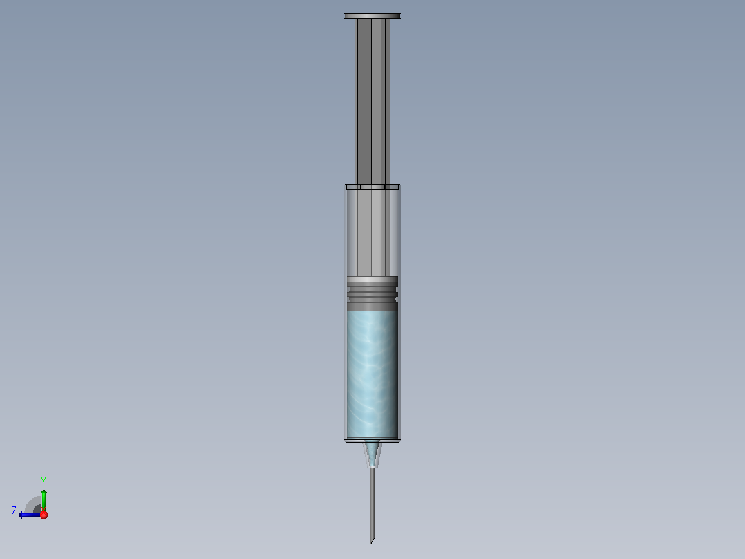 医疗或实验用注射器右视图