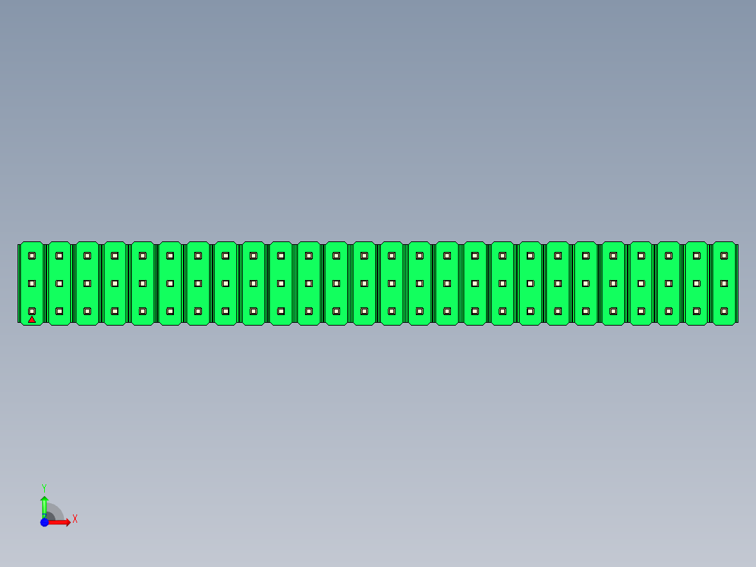 彩色公头100mil（2.54mm）系列-DS1021_green_3x26p_100mil_Type1_rev1.0前视图