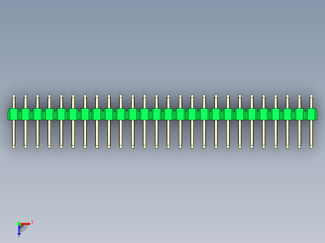 彩色公头100mil（2.54mm）系列-DS1021_green_3x26p_100mil_Type1_rev1.0俯视图
