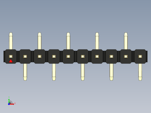彩色公排针 100mil 2.54mm 系列-DS1022_black_10p_100mil_Type_SMT_R1_rev1.0前视缩略图