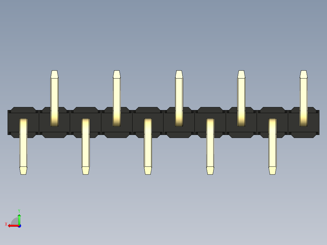 彩色公排针 100mil 2.54mm 系列-DS1022_black_10p_100mil_Type_SMT_R1_rev1.0后视图
