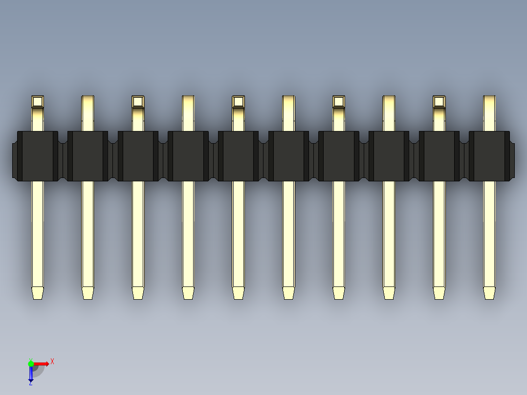 彩色公排针 100mil 2.54mm 系列-DS1022_black_10p_100mil_Type_SMT_R1_rev1.0俯视图