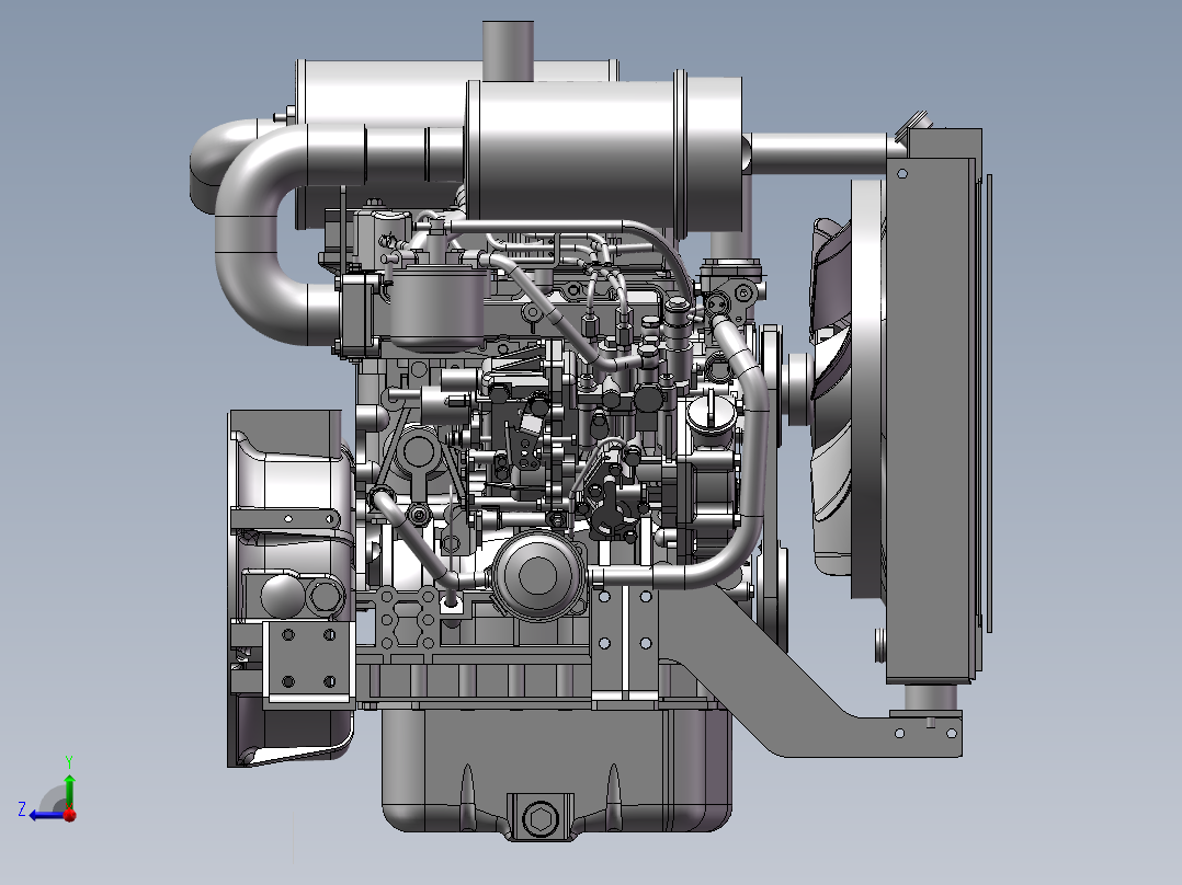 柴油机设计模型右视图