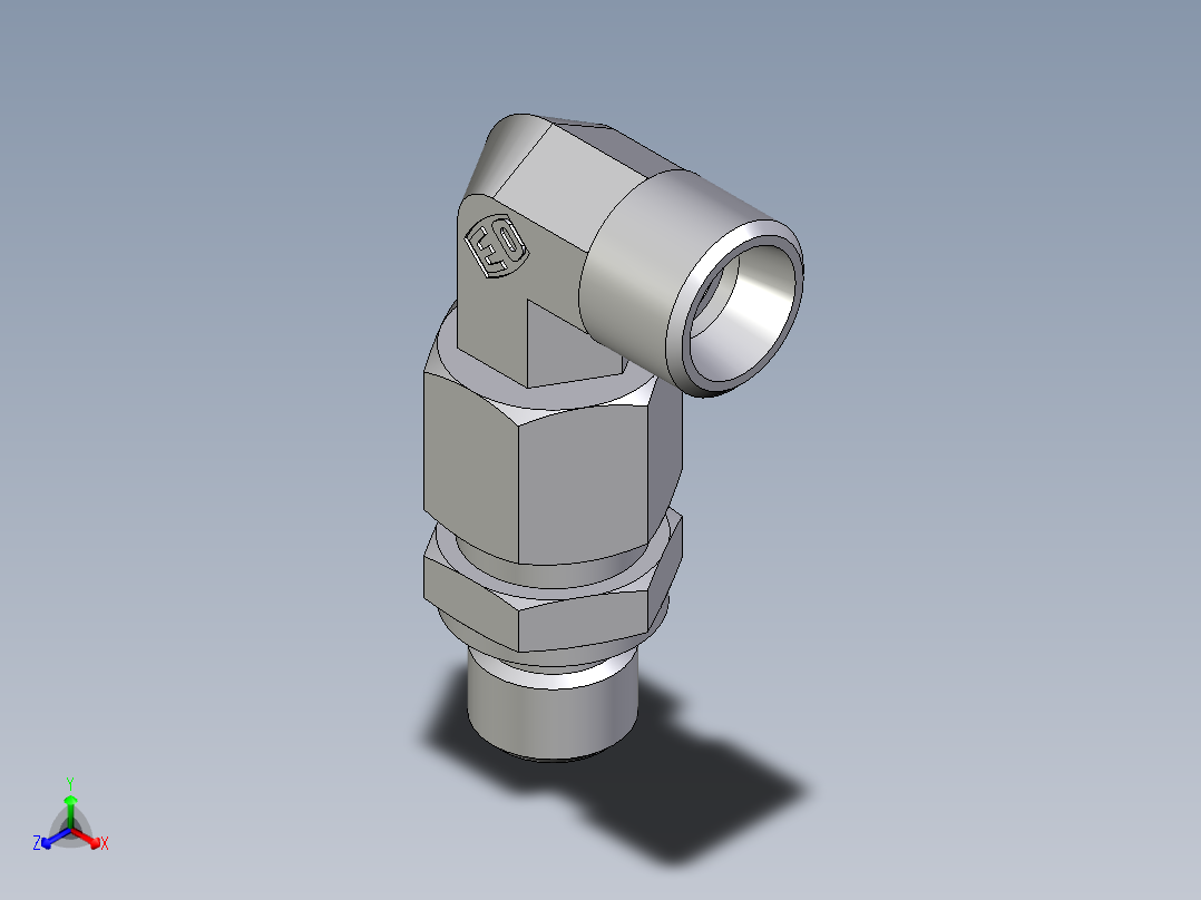 卡套式工业通用硬管接头EO_Assembled_adjustable_standpipe_elbow_EVW10LMOMD71正等轴测图