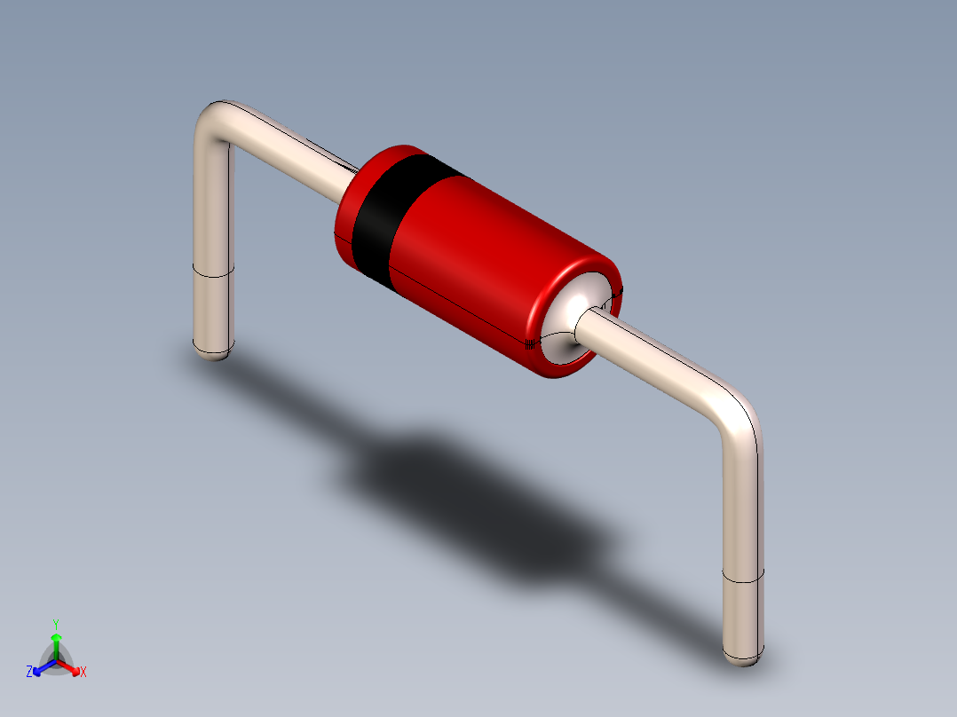 DO-35二极管封装，垂直和水平版本正等轴测图