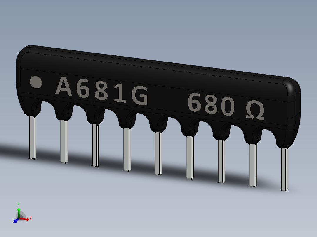 电容器 二极管 电阻器-Resistor Network 680 Ohm 9-Pin主视图