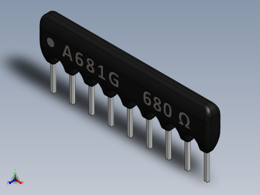 电容器 二极管 电阻器-Resistor Network 680 Ohm 9-Pin正等轴测缩略图
