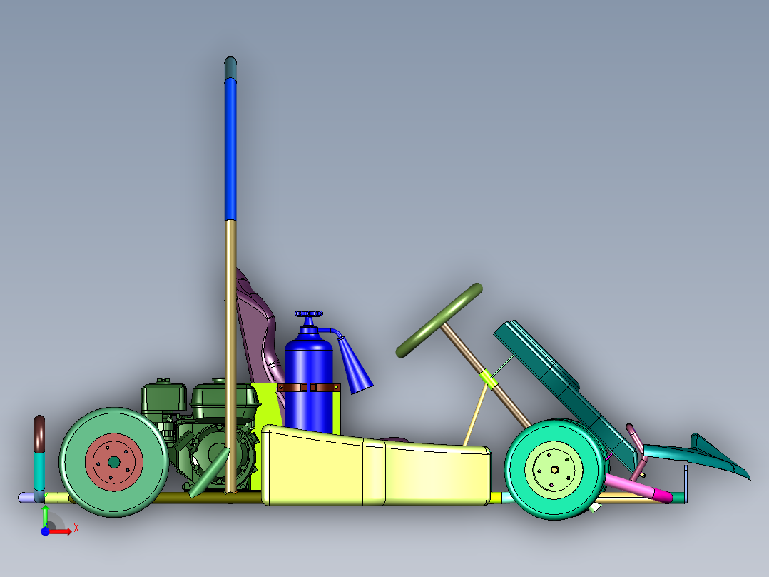 单人汽油赛道卡丁车前视图