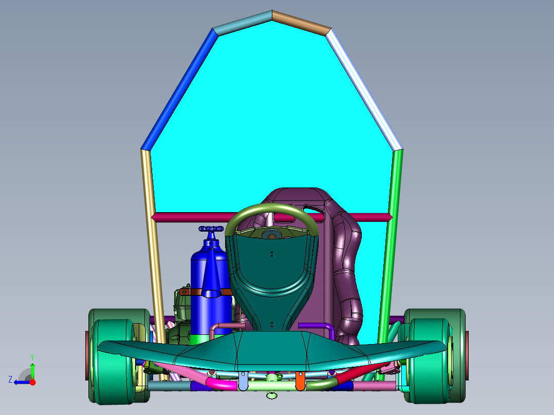 单人汽油赛道卡丁车右视图