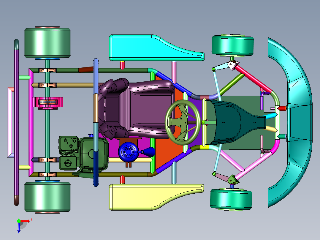 单人汽油赛道卡丁车俯视图