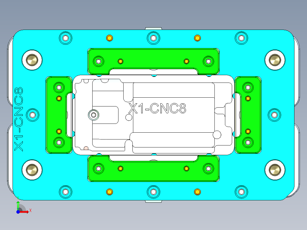 X1-CNC8笔记本CNC工装夹具三维模型-1203前视图