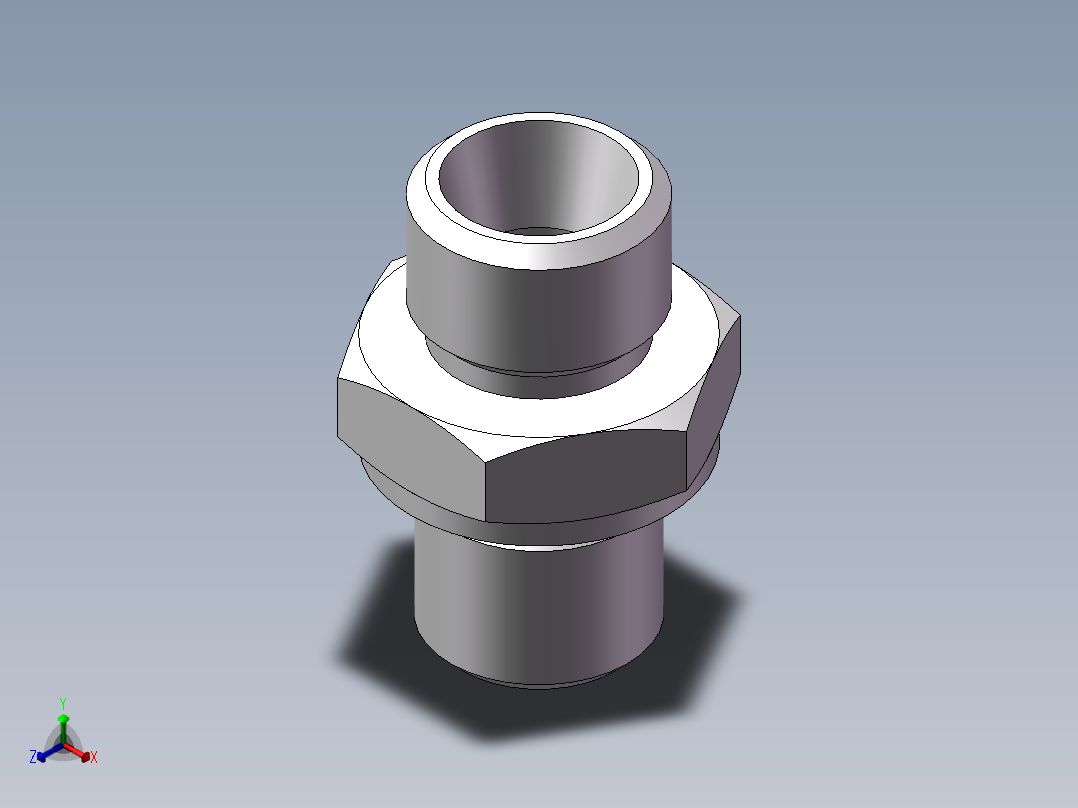 英制管螺纹ED密封、1CB-14-04WD正等轴测图