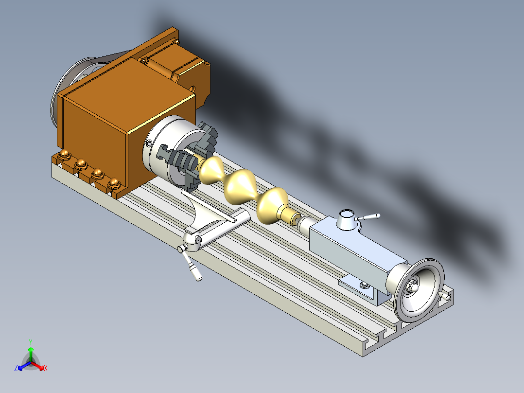 B2004524-车床  迷你木工车床正等轴测图