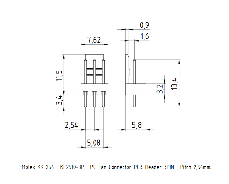 PC 风扇 3PIN PCB 接头