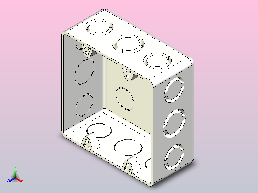 Caja Plástica 4英寸x 4英寸(导管)插座开关预埋暗盒暗装暗盒主视图