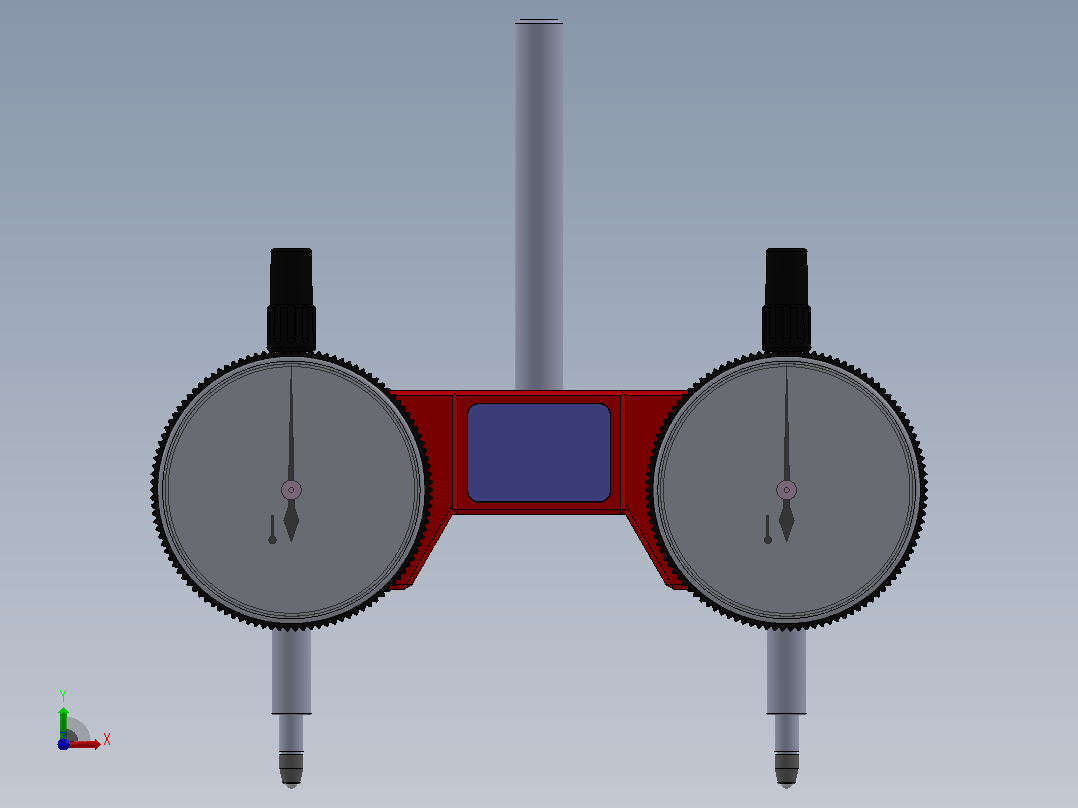 DIY双百分表测量工具前视图