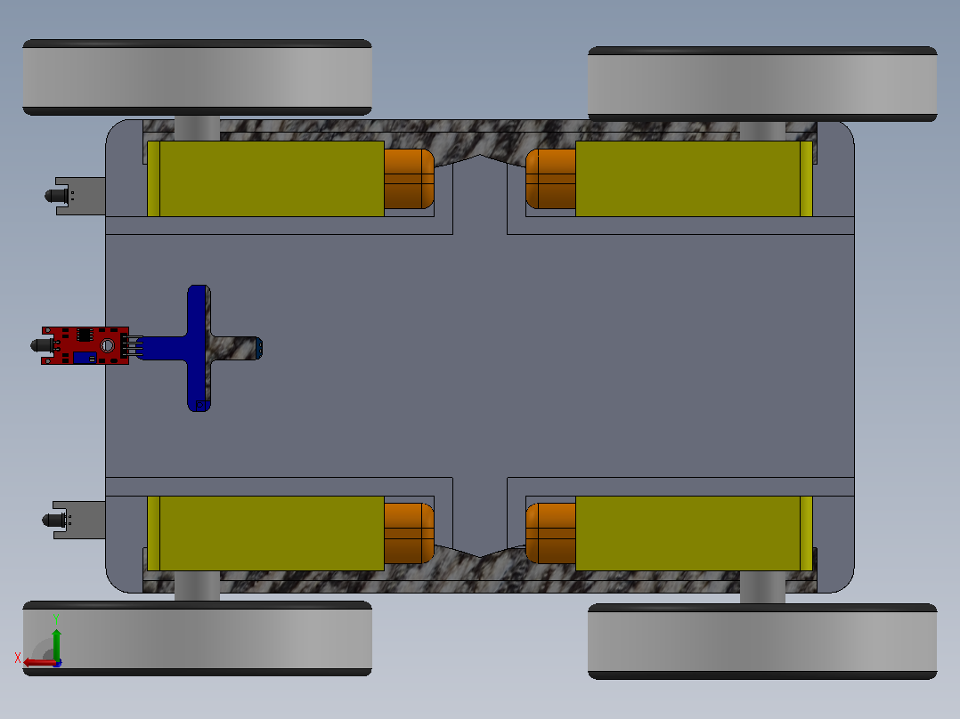 编程四轮小车3D图纸 Solidworks设计后视图