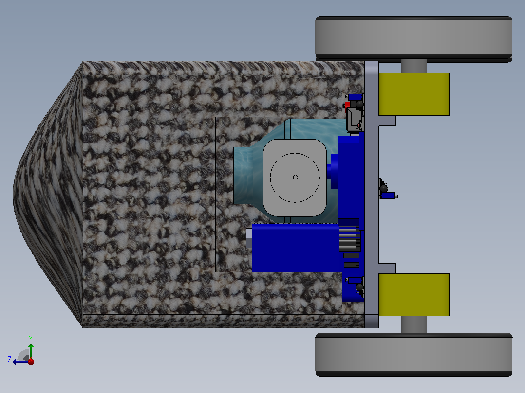 编程四轮小车3D图纸 Solidworks设计右视图