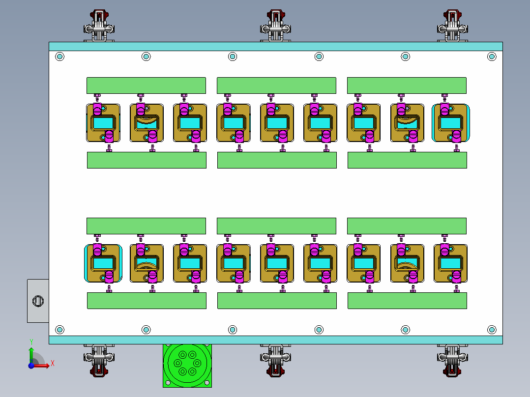 C20电池模组连接片与极柱焊接夹具前视图