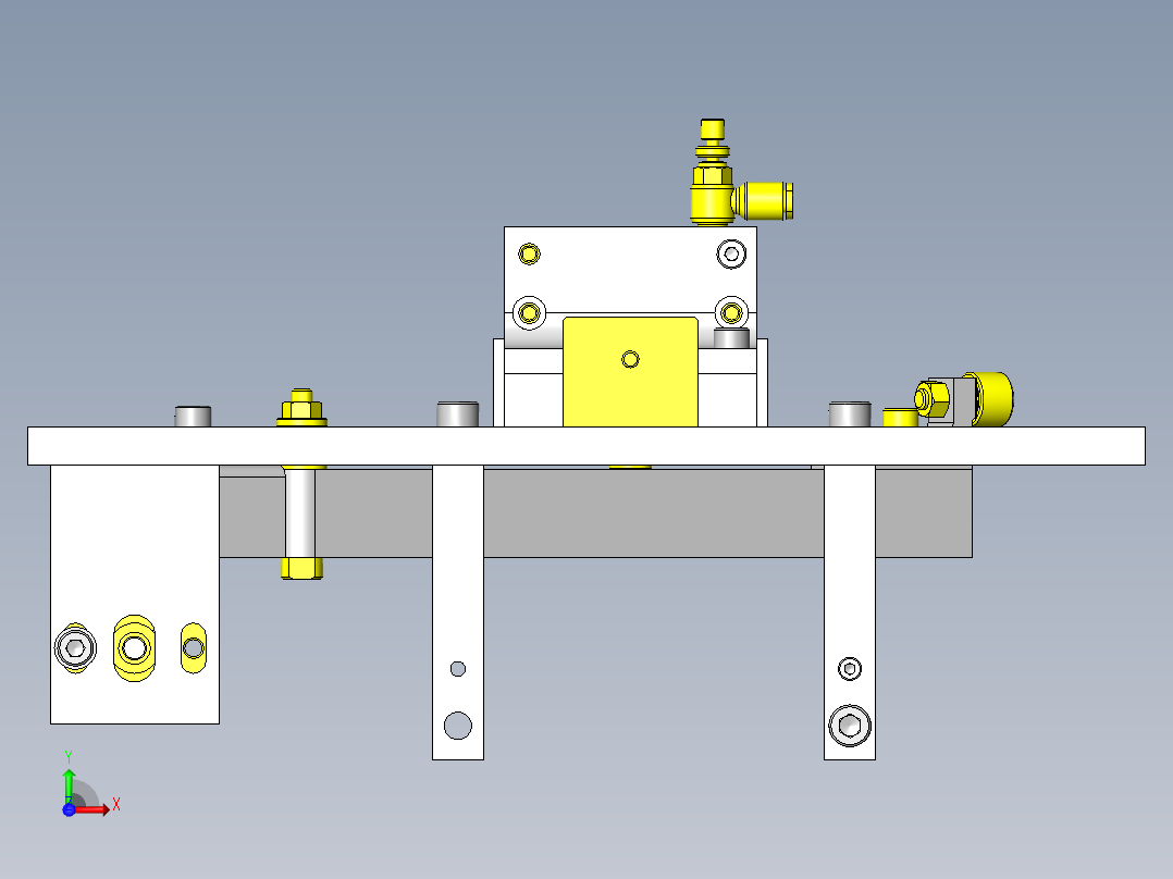 Y型输送机用工件分类装置前视图