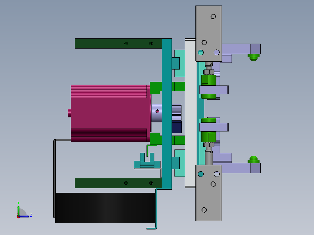 齿轮齿条传动夹爪上料模组3D模型图纸 Solidworks 附STEP左视图