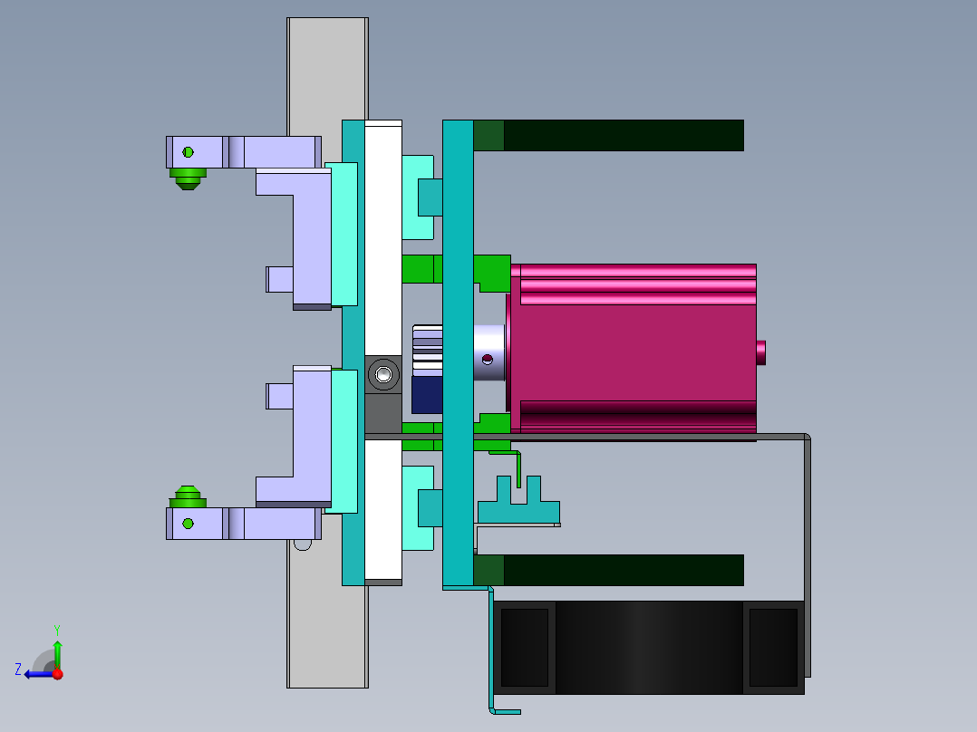 齿轮齿条传动夹爪上料模组3D模型图纸 Solidworks 附STEP右视图