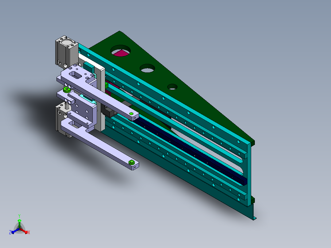 齿轮齿条传动夹爪上料模组3D模型图纸 Solidworks 附STEP正等轴测图