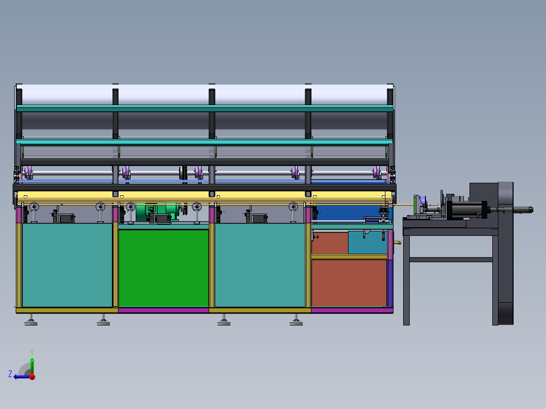 自动车钢管机（sw19可编辑+工程图）右视图